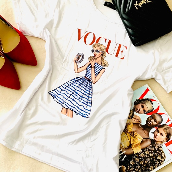 Tops - •Vogue Girl• Graphic Crew Neck T-Shirt